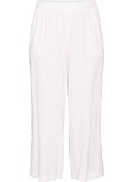 Byxor med vida ben i linne och viskos, Vit