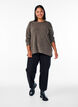 Långärmad blus med textur, Brun, Model image number 1