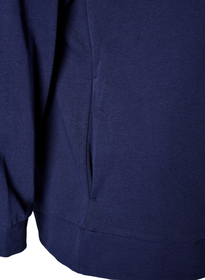 Kofta i sweatshirt material med huva och fickor, Bl&aring;, Packshot image number 3