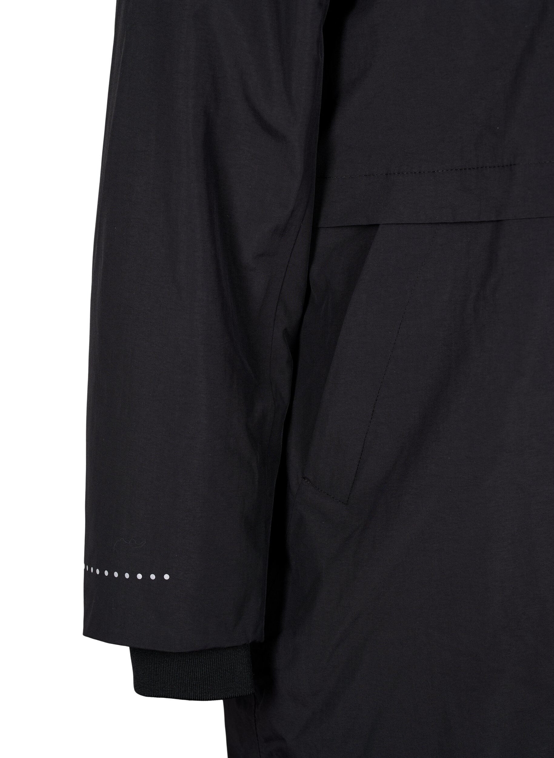 Zizzi Funktionell parkas med reflexdetaljer, Black, Packshot image number 3
