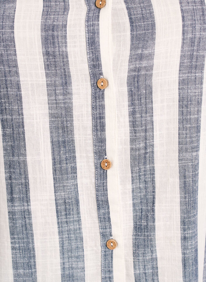 Skjortblus i bomull med v-ringning, Bl&aring;, Packshot image number 2