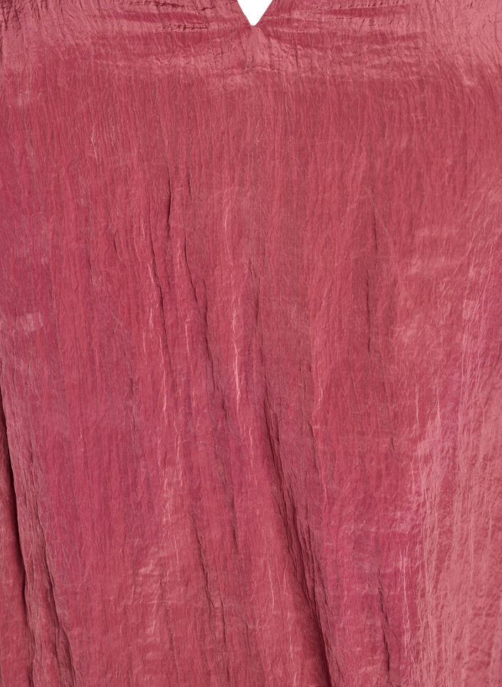 Blus med v-ringning och krinklad textur, Rosa, Packshot image number 2