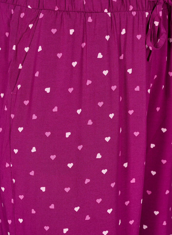 Lösa pyjamasbyxor med hjärtan, Boysenberry w. Heart, Packshot image number 2