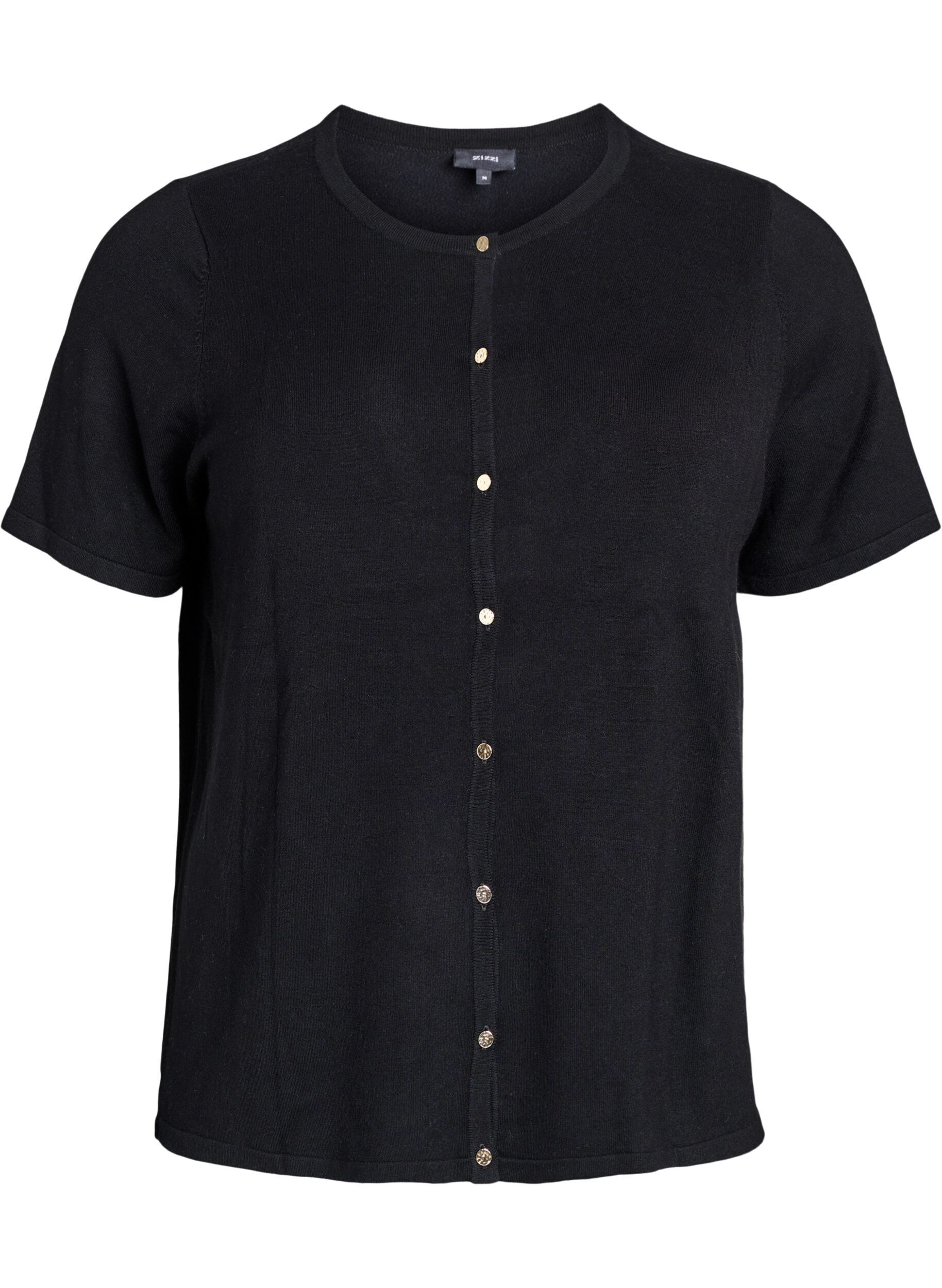 Kort&auml;rmad stickad kofta i viskos