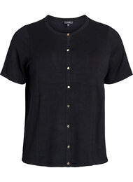 Kort&auml;rmad stickad kofta i viskos, Svart