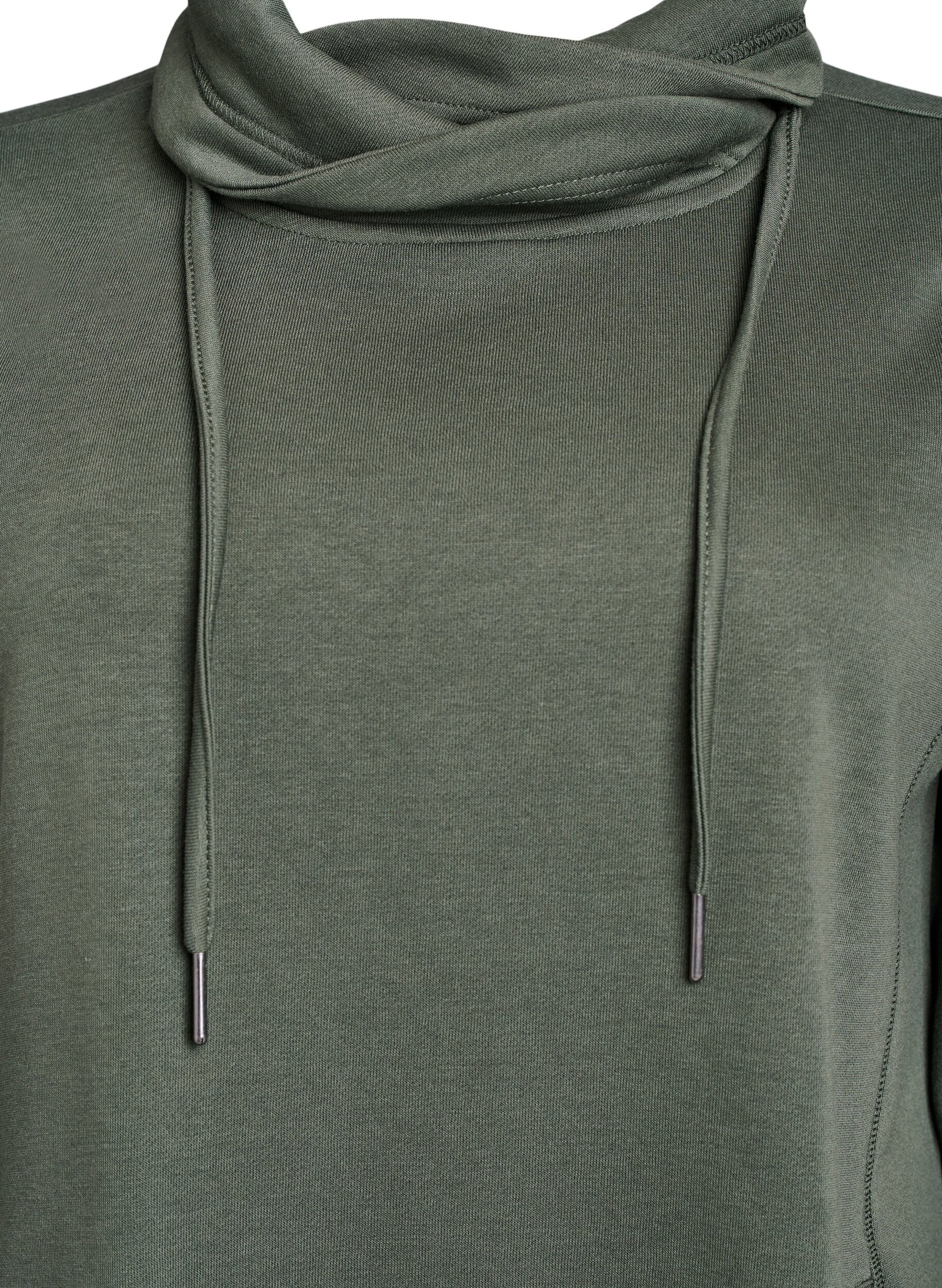 ZizziKort sweatshirtkl&auml;nning med h&ouml;g krage och fickor, Gr&ouml;n, Packshot image number 2