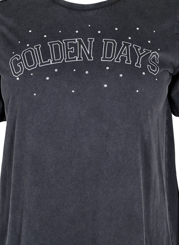 T-shirt i ekologisk bomull med grafiskt tryck, Grå, Packshot image number 2