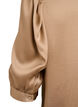 Blus i satinlook med halvl&aring;nga &auml;rmar och volangkrage, Brun, Packshot image number 3