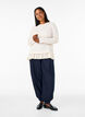 Strukturerad blus med volangkant, Vanilla, Model image number 1