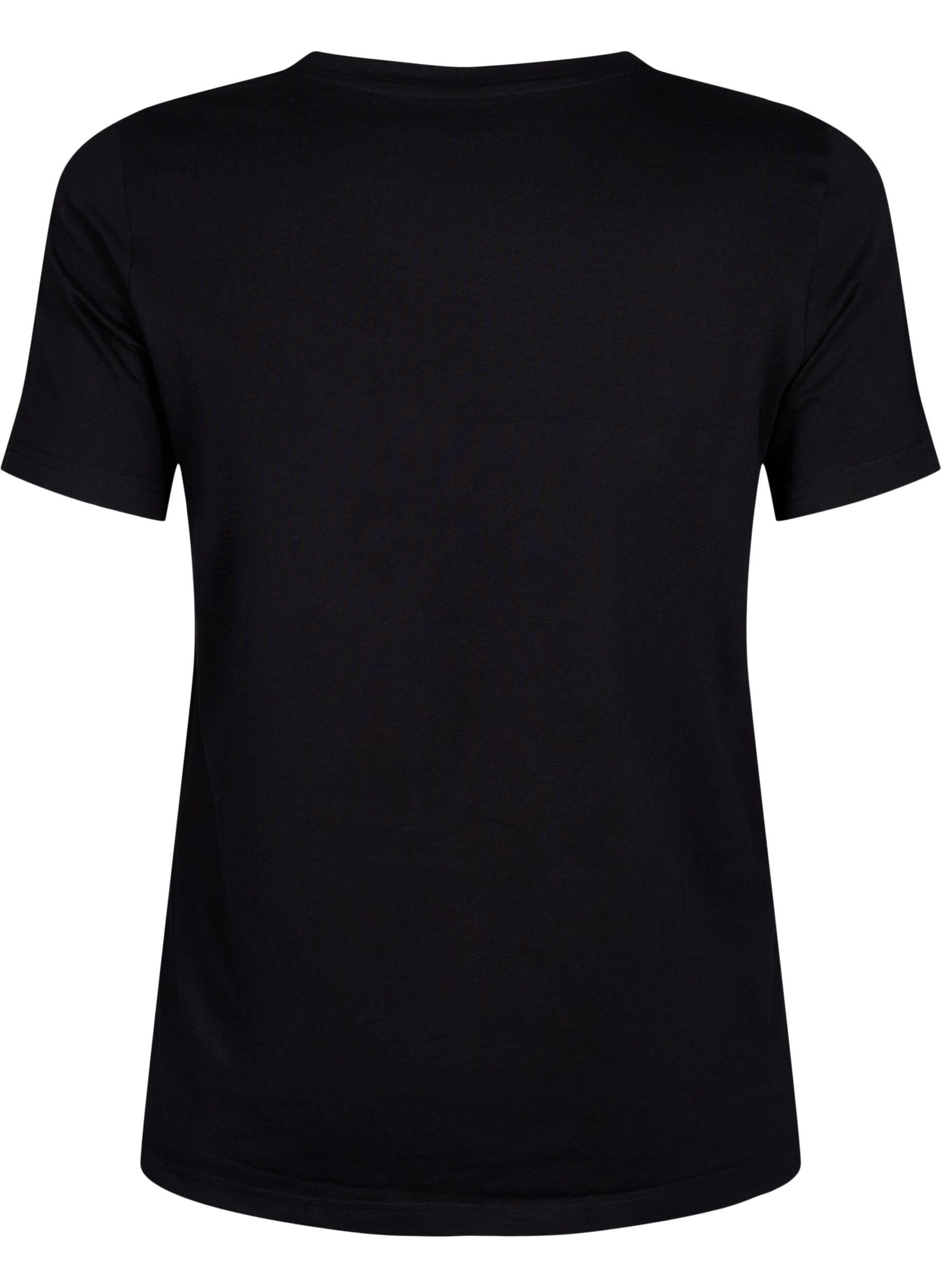 Zizzi T-shirt med nitar i ekologisk bomull, Black W. TR&Eacute;S, Packshot image number 1