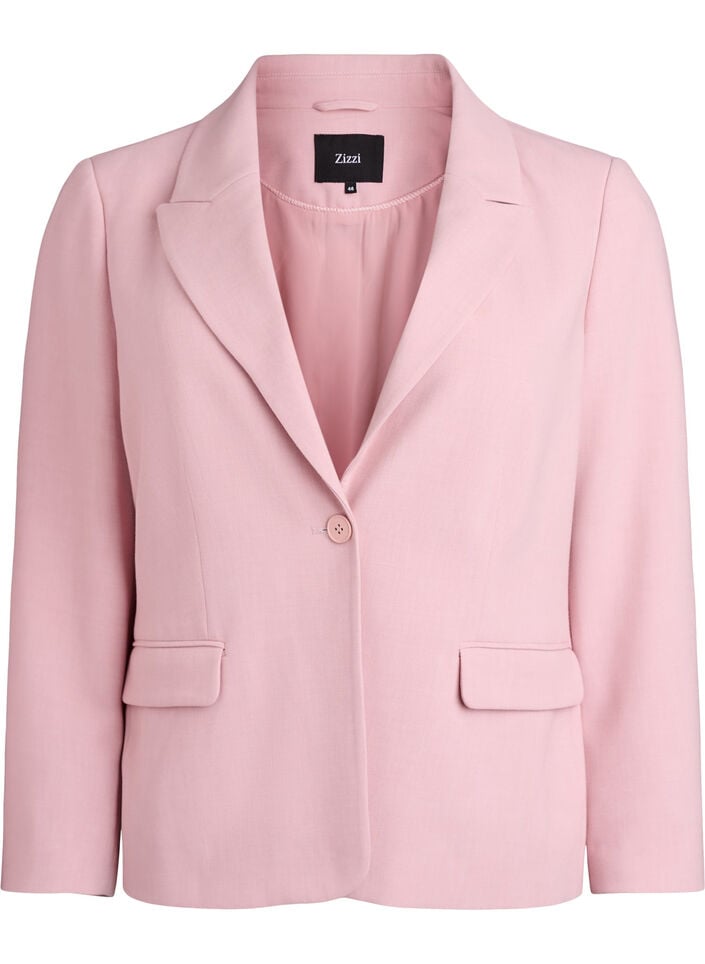 Klassisk blazer med enkelkn&auml;ppning och fickor, Rosa, Packshot