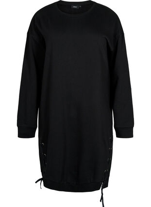 Sweater tunika med dragsnörd detaljer, Black, Packshot image number 0
