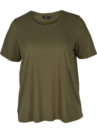 Ribbad t-shirt, Olive Night, Packshot image number 0