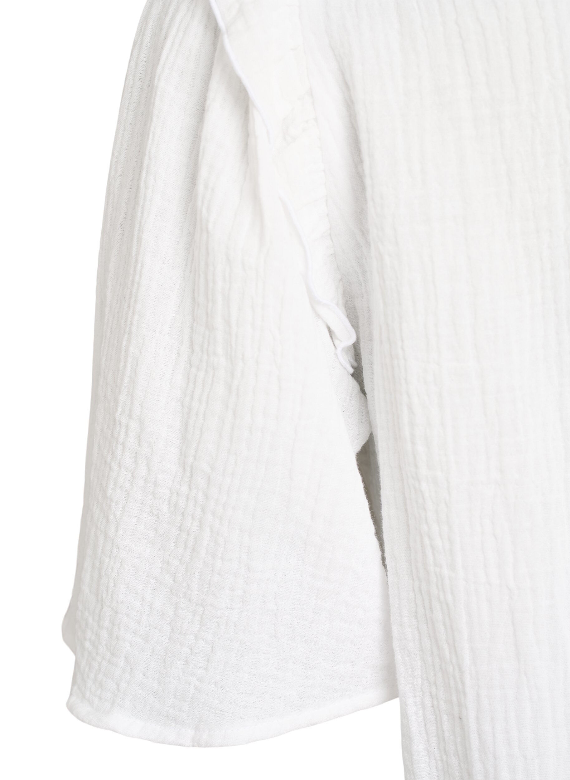 ZizziBlus i bomullsmuslin med broderie anglaise och 1/2-&auml;rm, Vit, Packshot image number 3