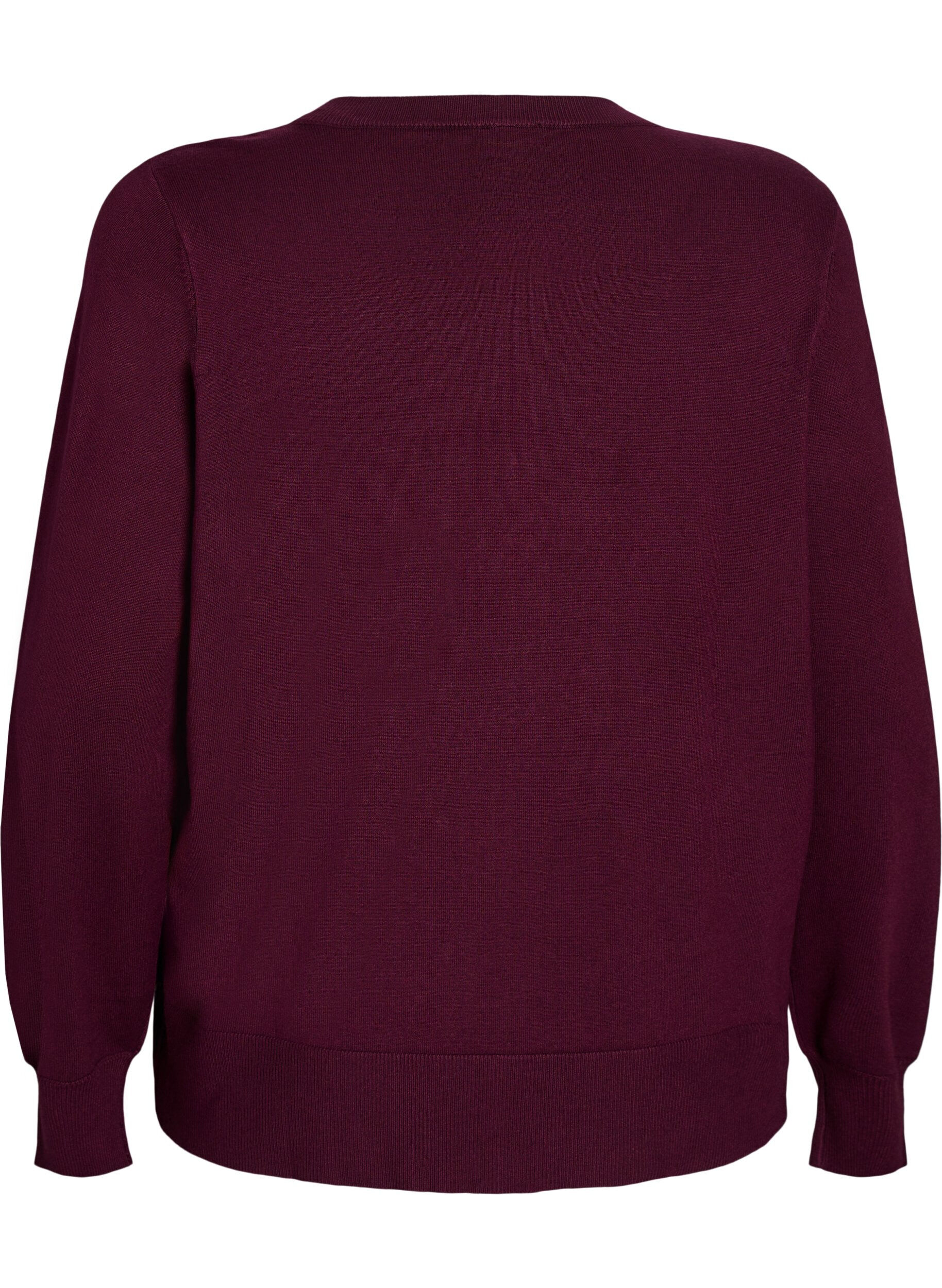 Zizzi Stickad kofta med rund halsringning och knappar, R&ouml;d, Packshot image number 1