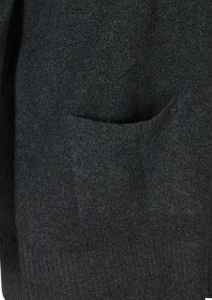 Stickad melerad cardigan med fickor, Dark Grey Melange, Packshot image number 3