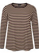 Randig blus med l&aring;nga &auml;rmar, Brun, Packshot image number 0