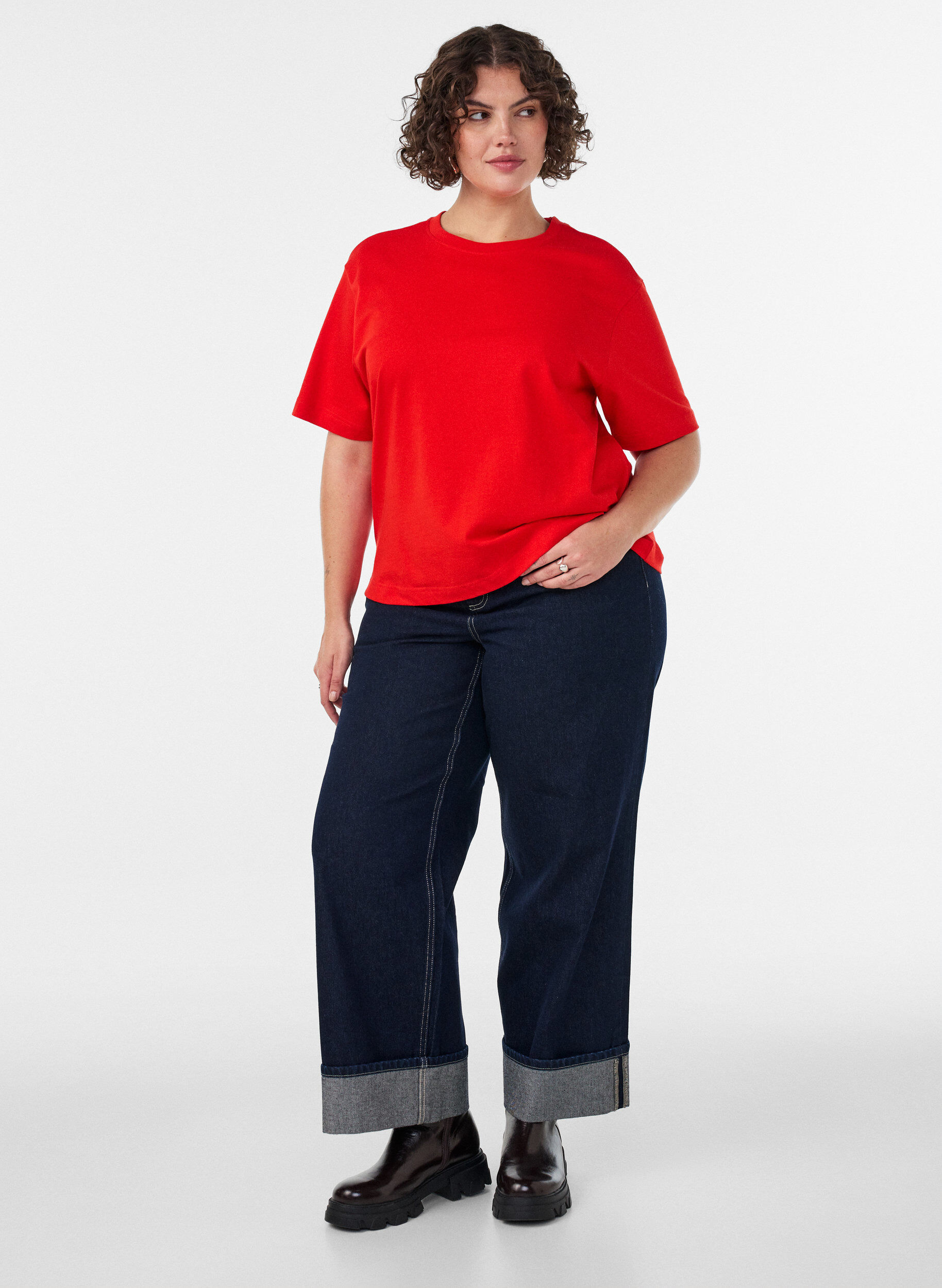 ZizziBoxig t-shirt i bomull, 0942, Model image number 1