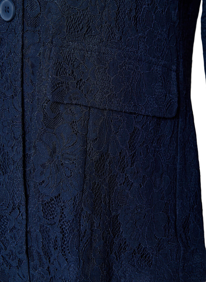 Kavaj i spets med knappst&auml;ngning, Bl&aring;, Packshot image number 3