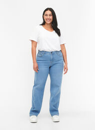 Gemma-jeans med hög midja och rak passform, Light blue, Model