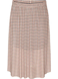 Rutig midikjol i mesh, Beige