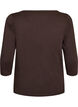 Bas-T-shirt med b&aring;tringning och 3/4-&auml;rmar, Brun, Packshot image number 1