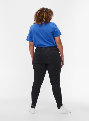 Super slim Amy jeans med söm, Black, Model image number 1