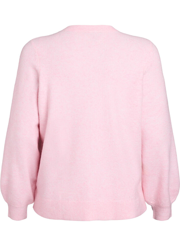 Kofta i mjukt stickat med guldf&auml;rgade knappar, Rosa, Packshot image number 1