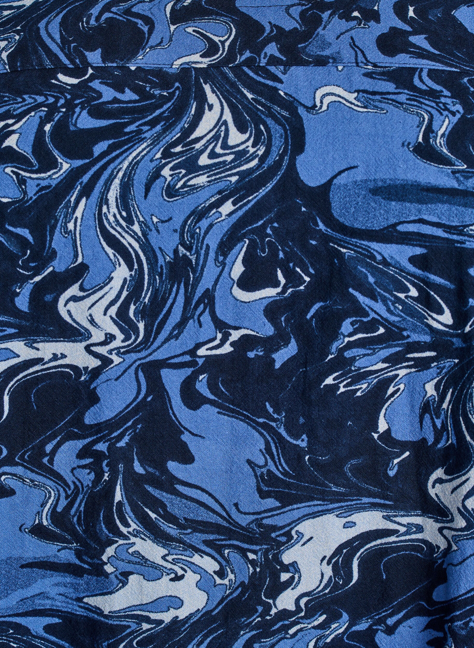 Zizzi Kort kl&auml;nning i bomull med res&aring;rkant nedtill och l&aring;nga &auml;rmar, Bl&aring;, Packshot image number 2