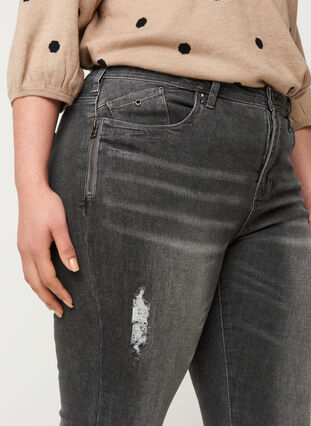 Super slim Amy Jeans med slits, Grey Denim, Model image number 1