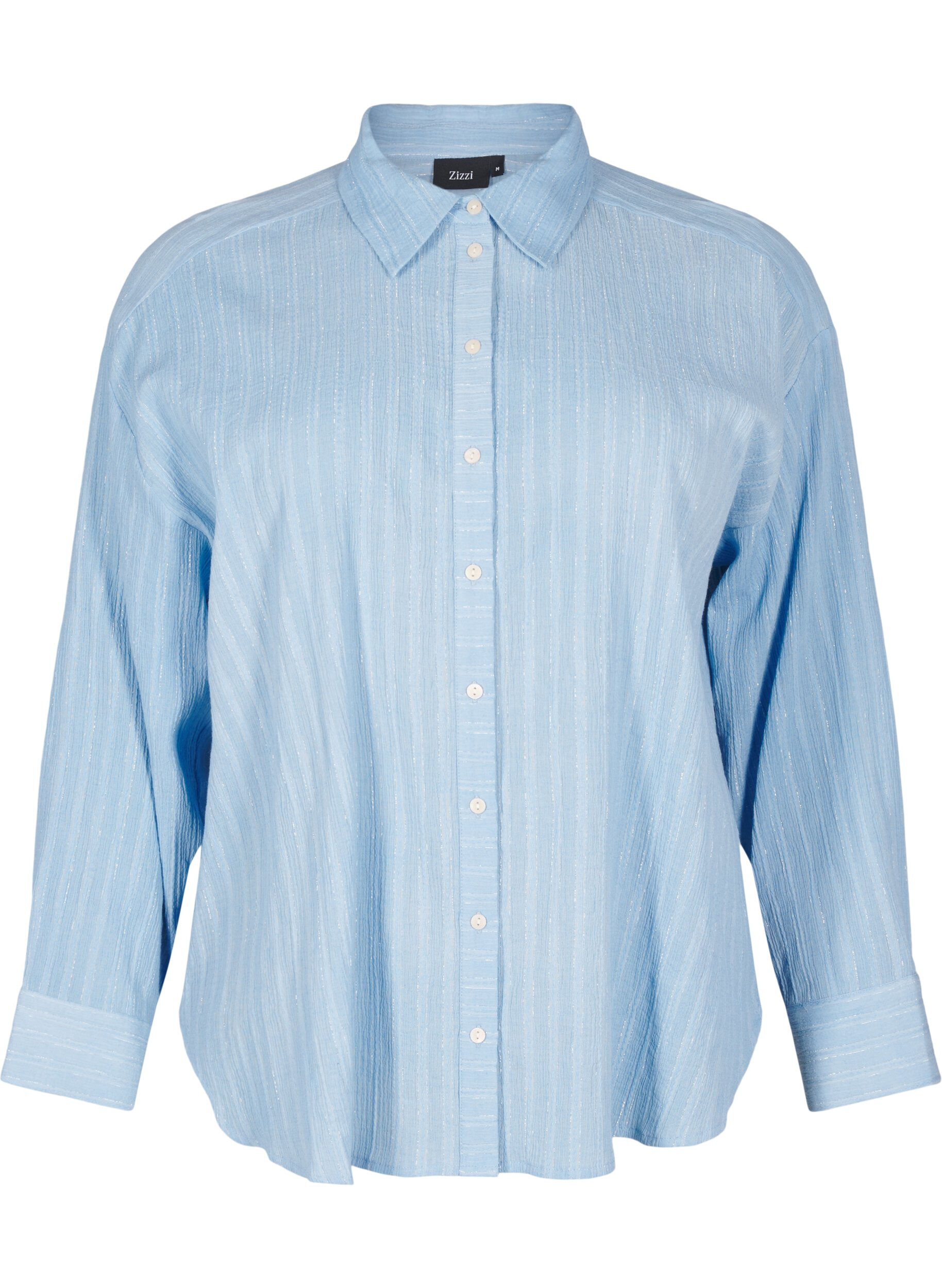 L&ouml;s skjorta med randig struktur och glittertr&aring;d