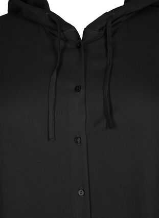 Skjortklänning i viskos med luva och trekvartsärmar, Black, Packshot image number 2