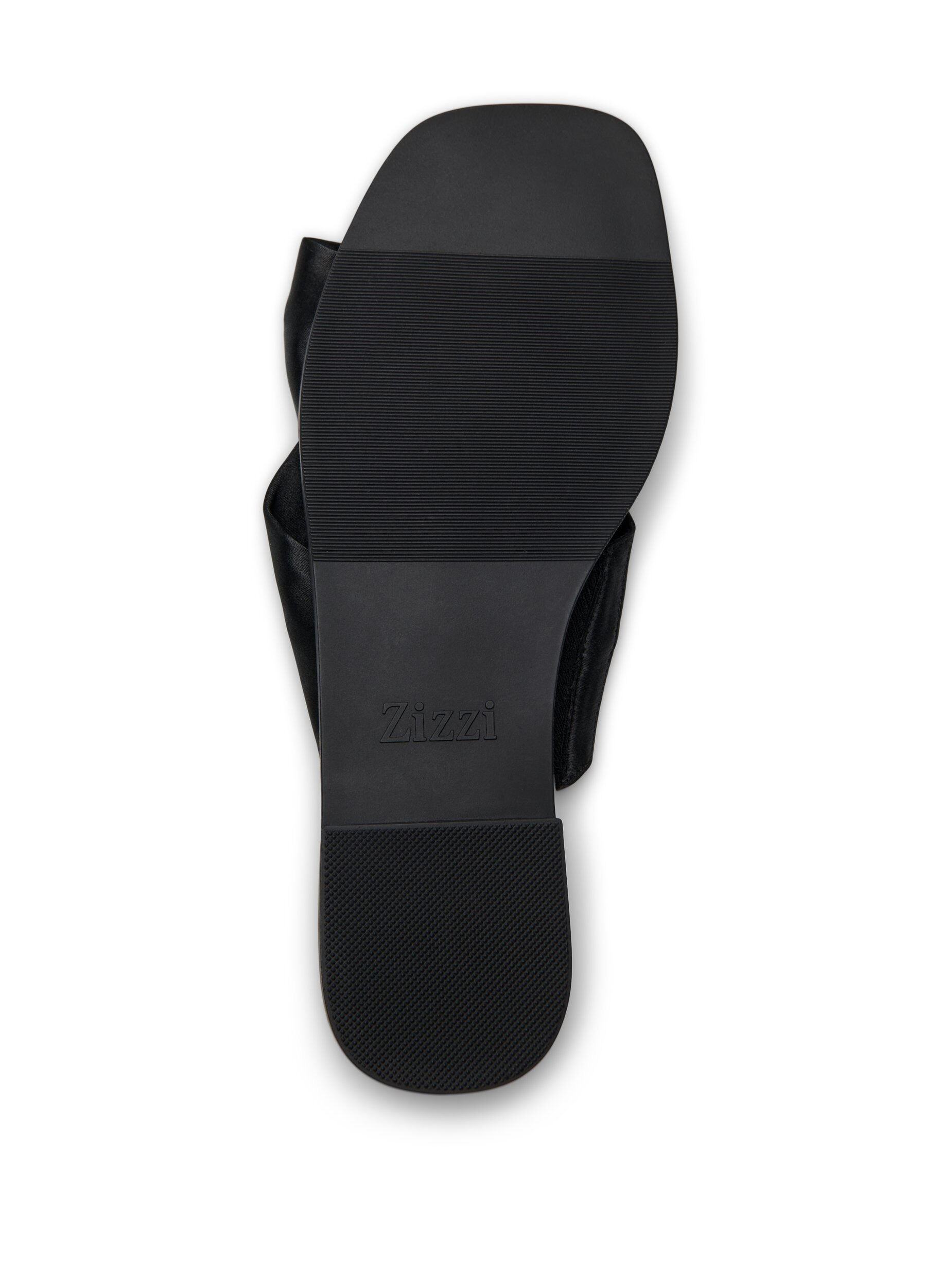 Zizzi Platta sandaler med korsade satinremmar, Svart, Packshot image number 4