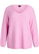 Stickad blus med v-ringning och raglan&auml;rm, Rosa, Packshot image number 0