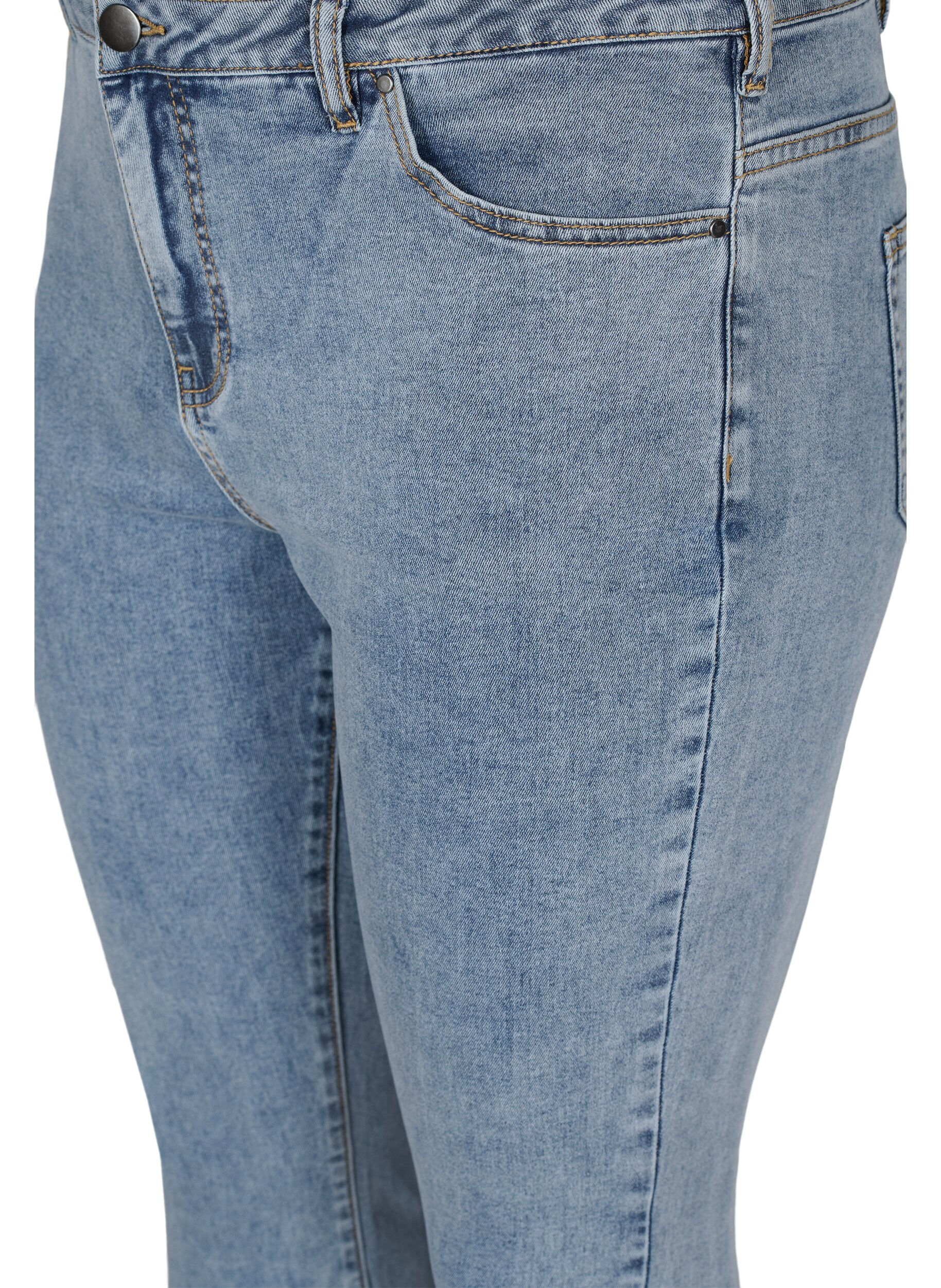 Zizzi Croppade Amy jeans med rosetter, Light blue, Packshot image number 2