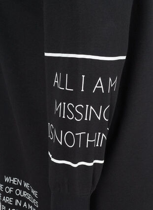 Långärmad sweatshirtklänning med text, Black, Packshot image number 2