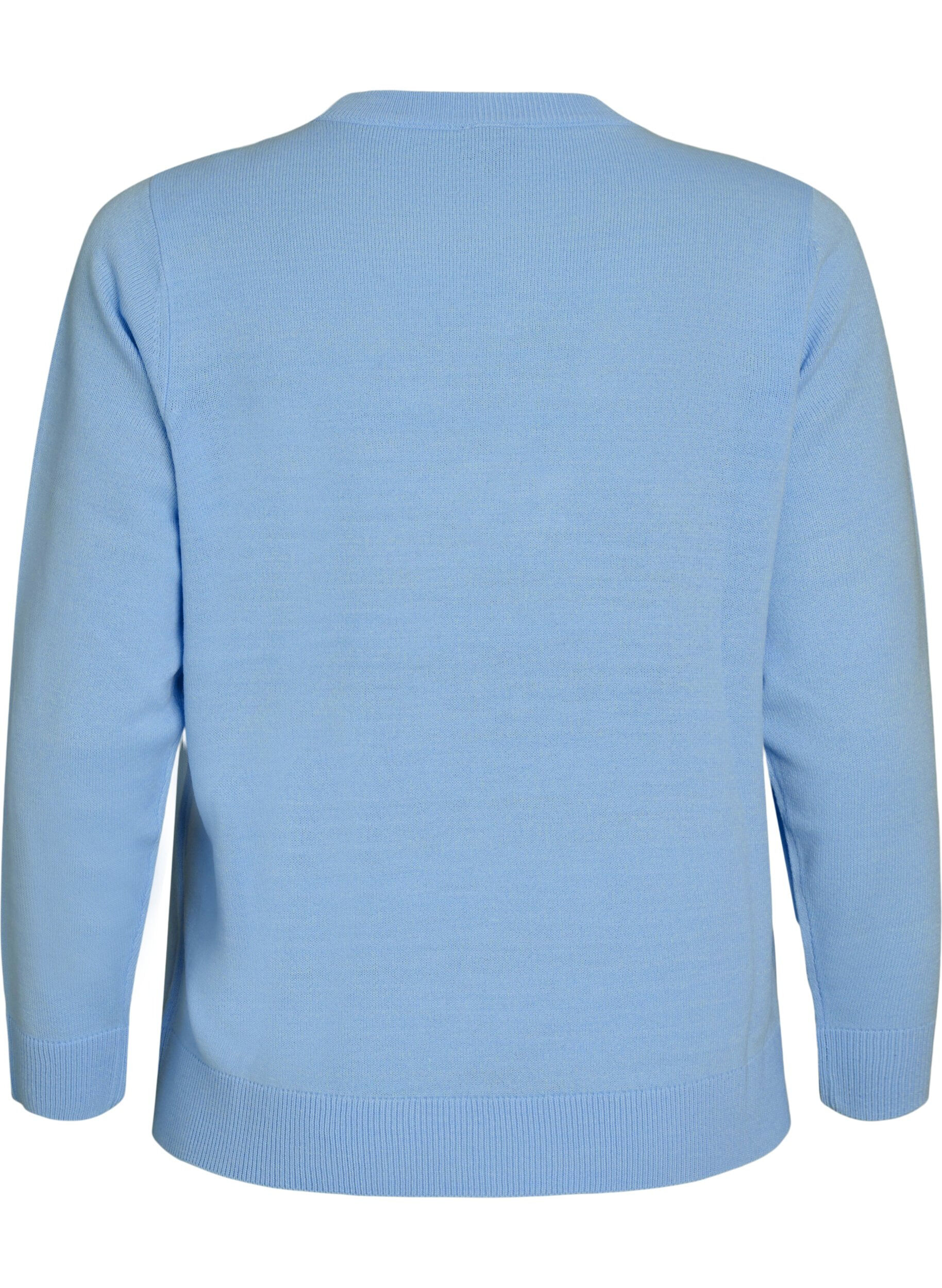 ZizziStickad blus med julmotiv, Bl&aring;, Packshot image number 1