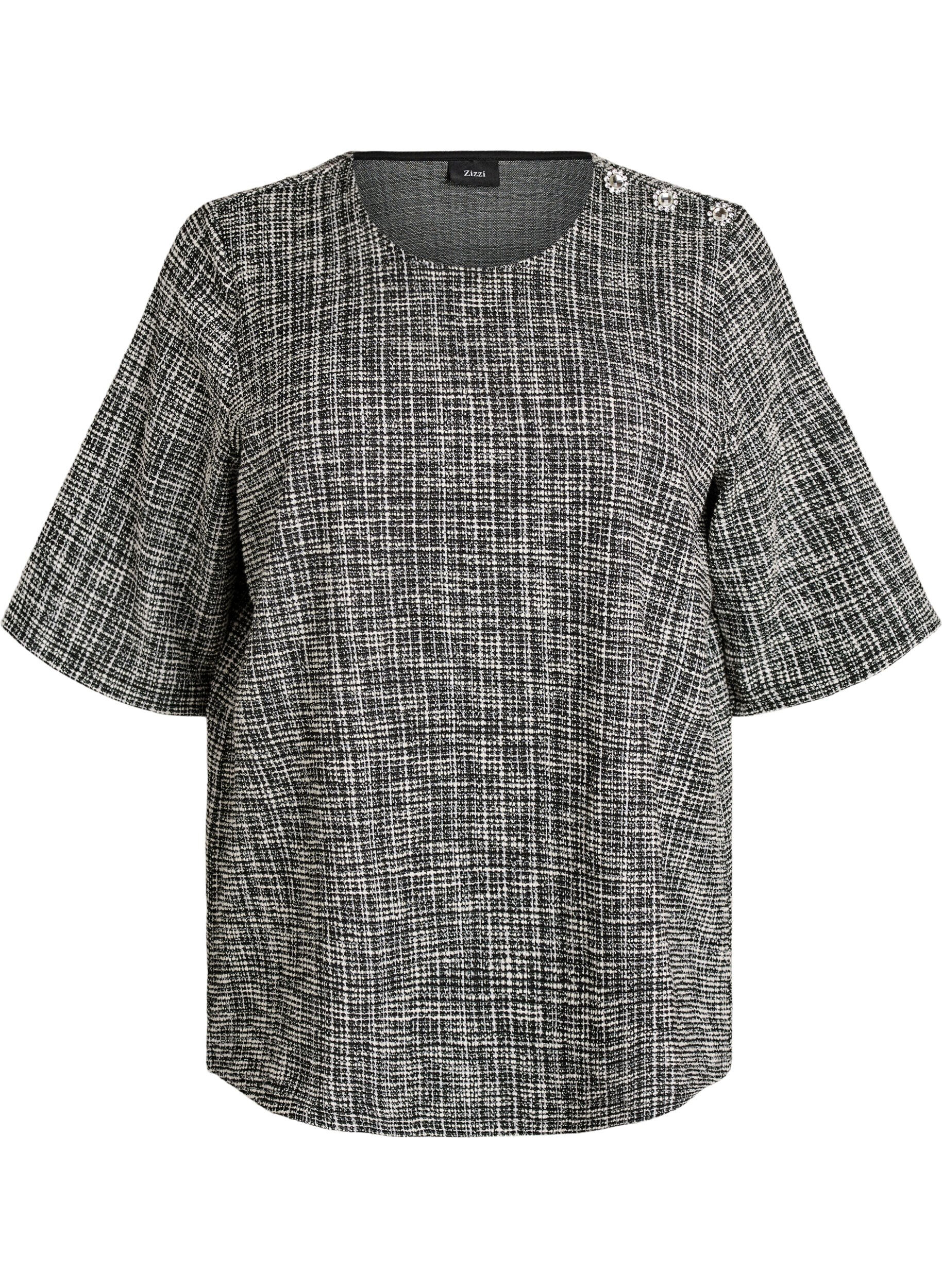 V&auml;vd blus med knappdetalj