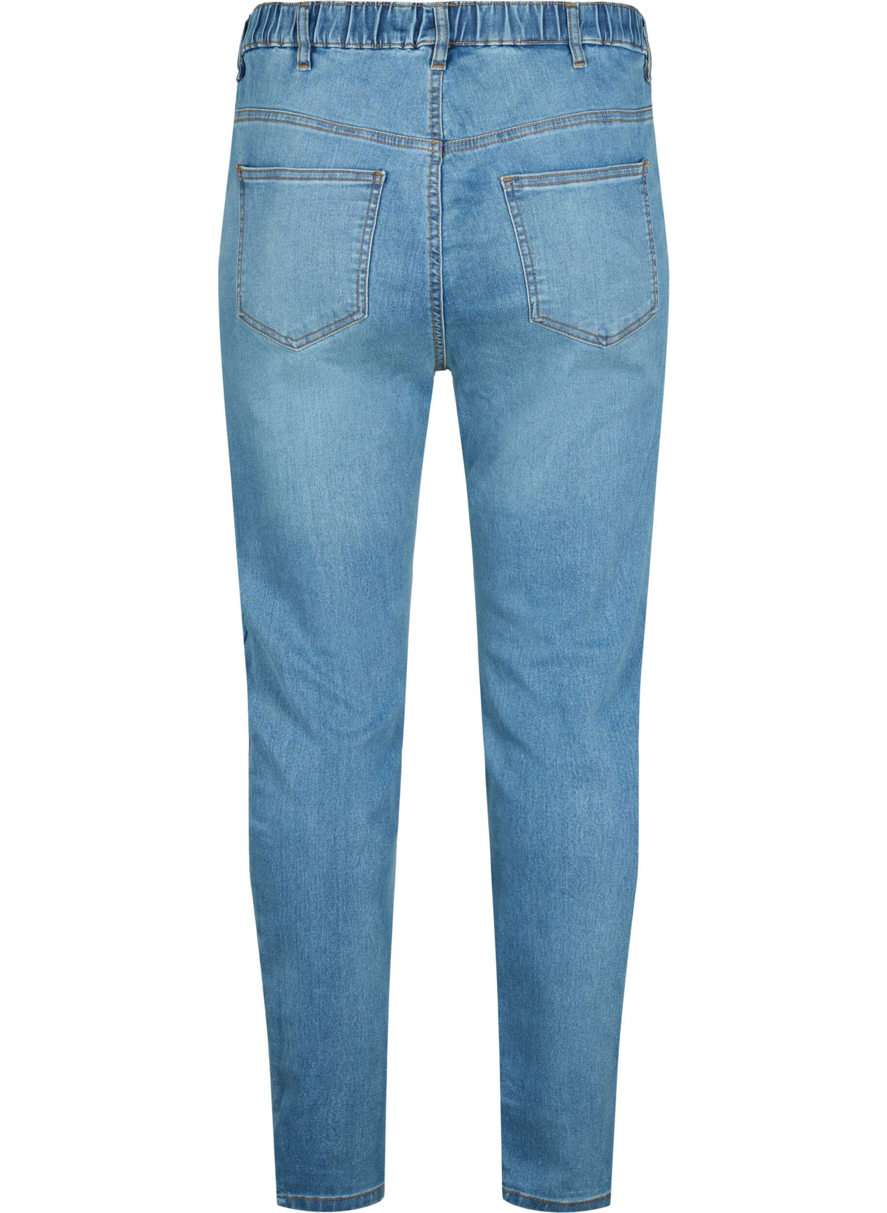 Zizzi Jeggings med slitna detaljer, Blue denim, Packshot image number 1