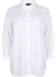 Långskjorta i linne och bomull, Bright White