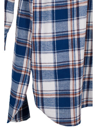 Rutig skjortklänning med knytdetalj, Blue White Check, Packshot image number 3