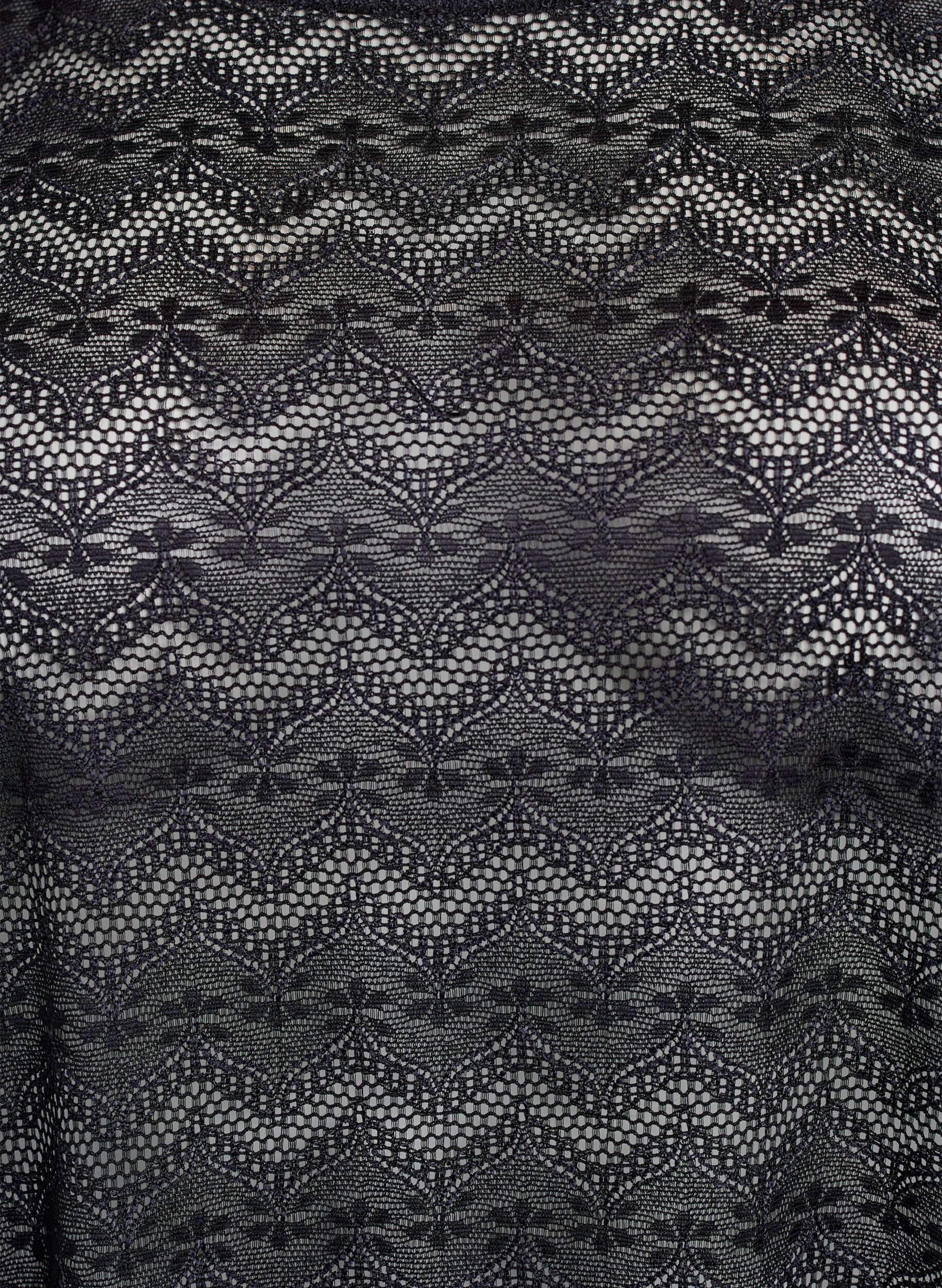 Zizzi Spetsblus med korta &auml;rmar och skulpterad f&aring;ll, Svart, Packshot image number 2