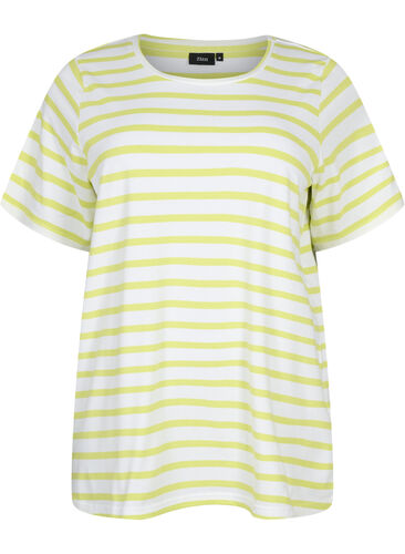 Randig t-shirt i bomull, Wild Lime Stripes, Packshot image number 0