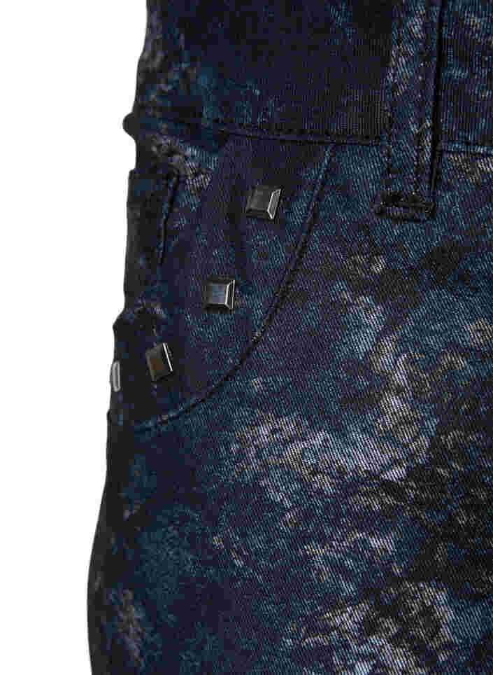 Mönstrade Emily jeans med nitar, Black AOP, Packshot image number 3