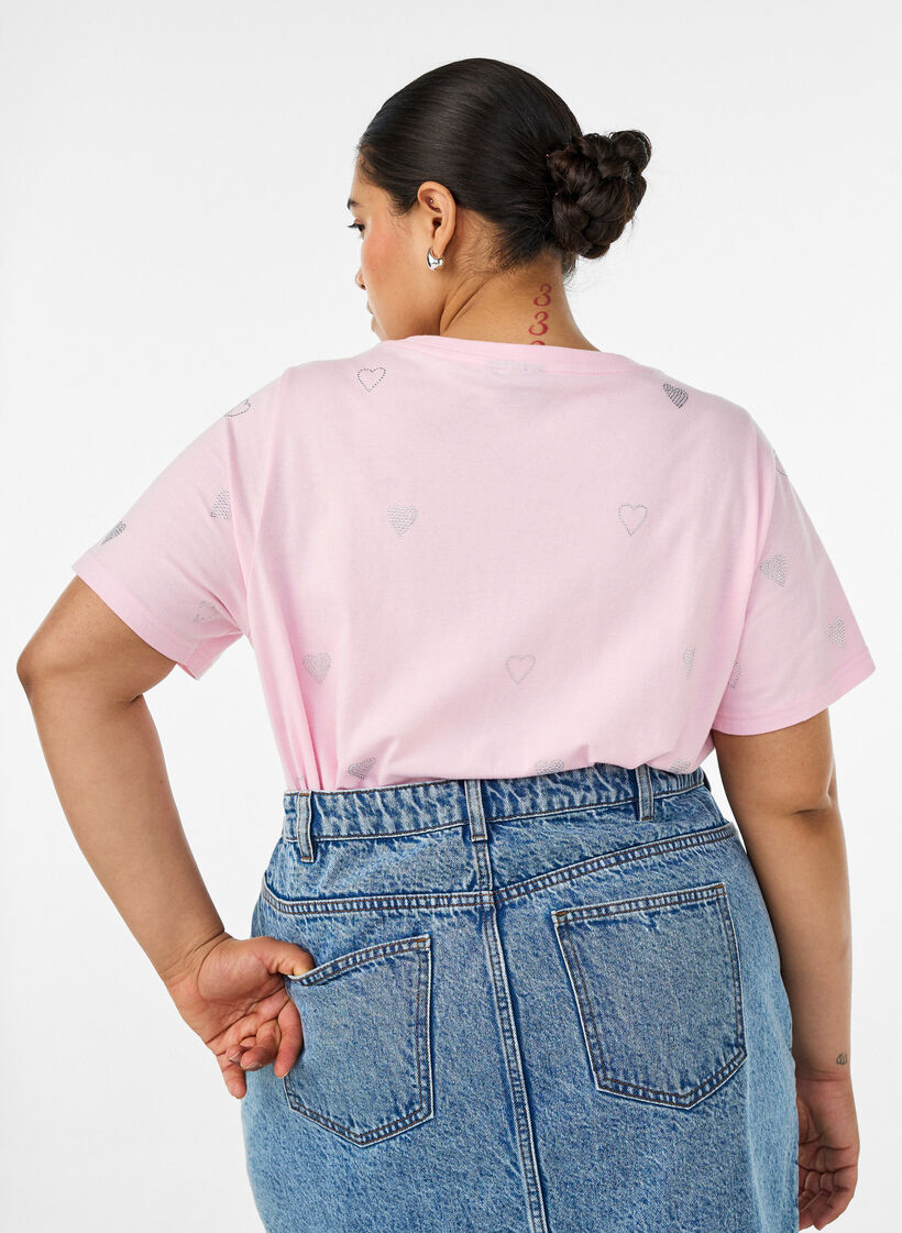 T-shirt i ekologisk bomull med hj&auml;rtan, Rosa, Model image number 2