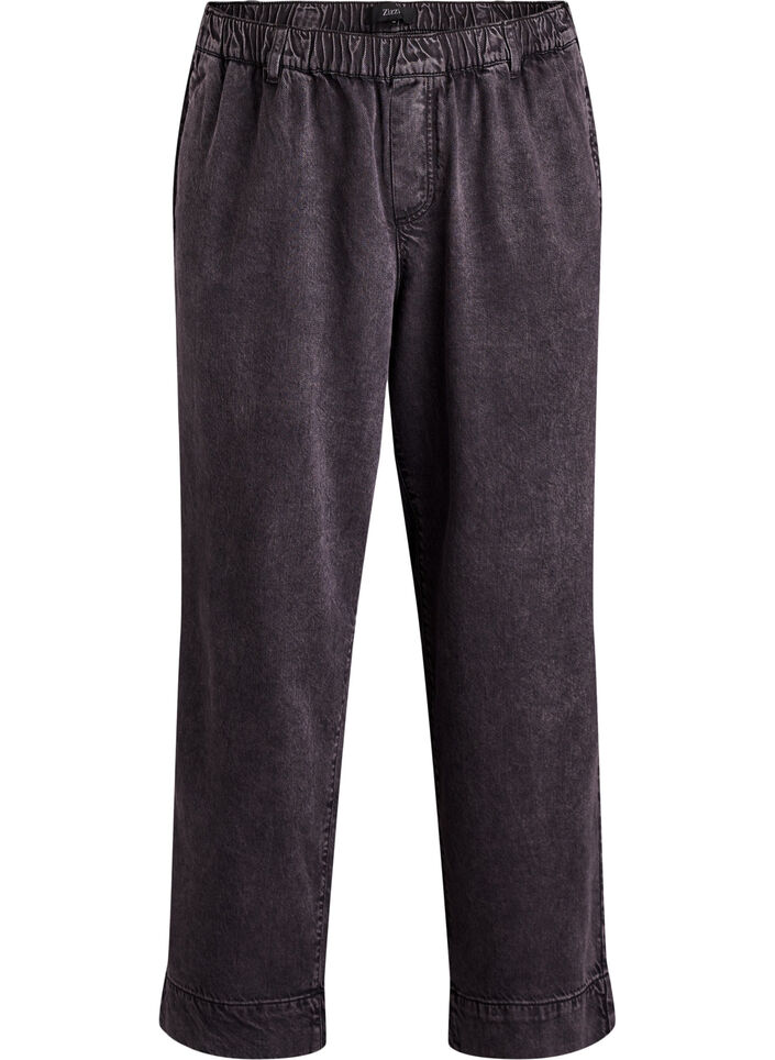 Vida jeans med resår i midjan, Grå, Packshot image number 0