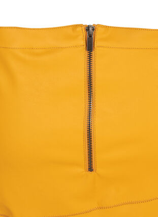 Kjol i imiterat skinn, Golden Yellow, Packshot image number 3