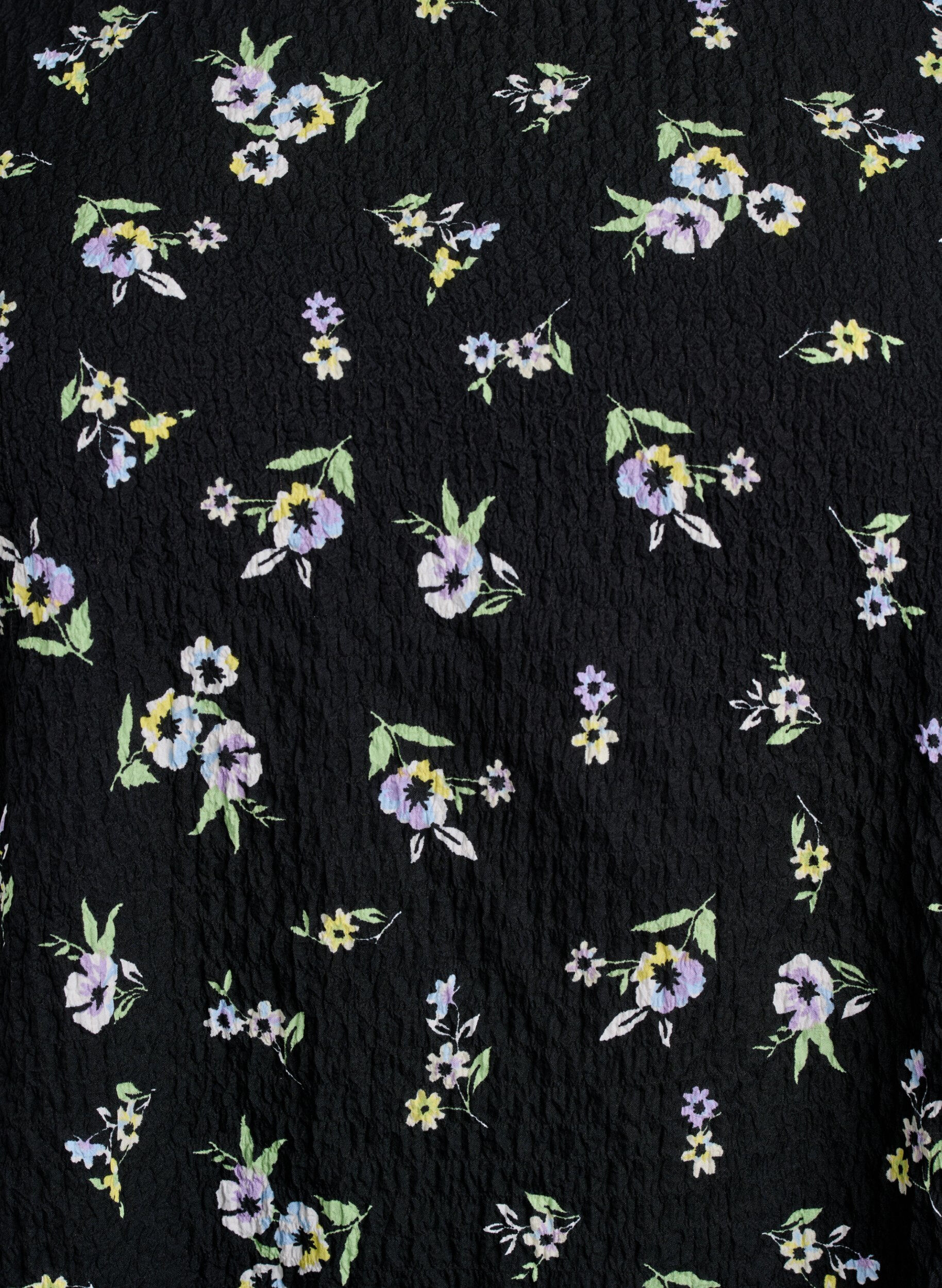 ZizziKort&auml;rmad blus med struktur, Svart, Packshot image number 2