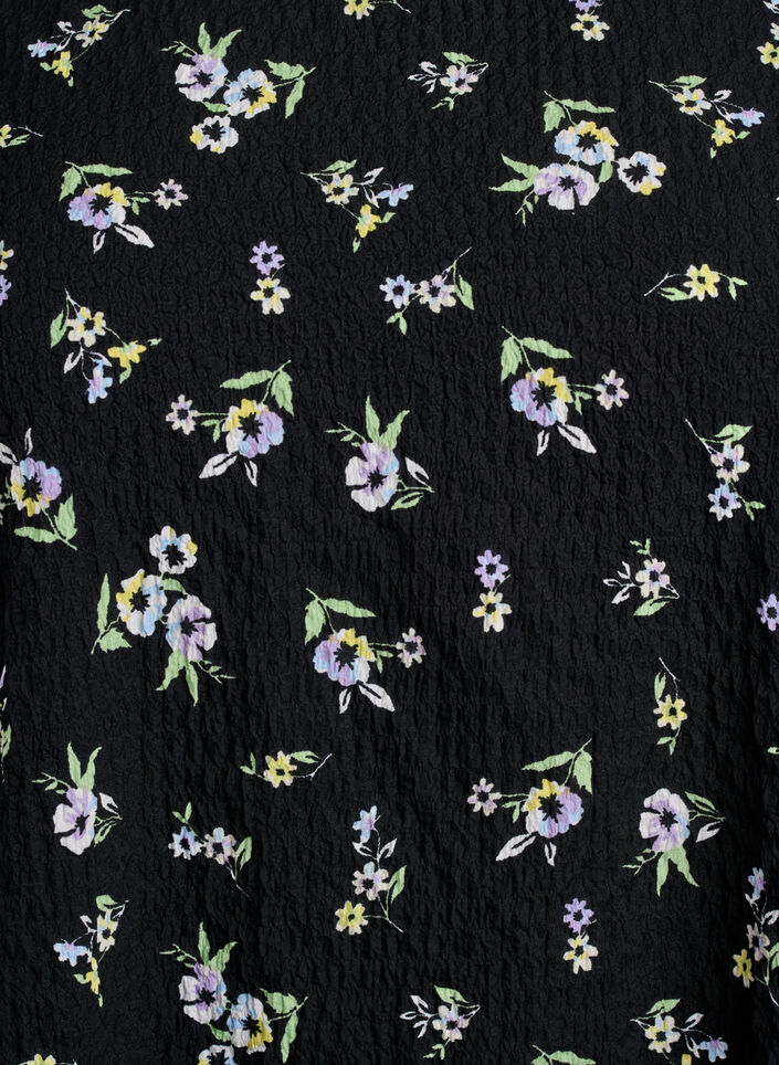 Kort&auml;rmad blus med struktur, Svart, Packshot image number 2