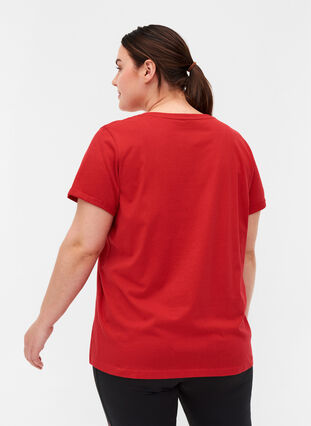 Tränings-t-shirt i bomull med tryck, Haute Red, Model image number 1
